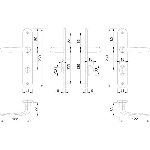 HOPPE Verona Door Handle Set on WC 90 Sign Chrome-Plated Brass Matt, WC 90, Messing verchromt matt - Image 2