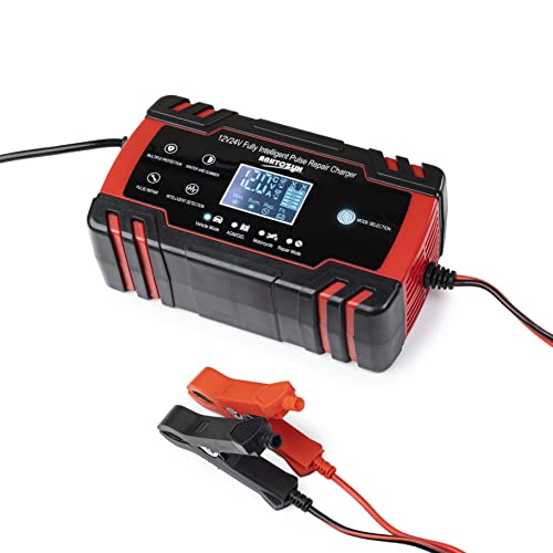 Yooya Car Battery Charger 8-Amp, 24V And 12V Battery Charger Automotive, Trickle Charger For Car Battery - Smart Fully Battery Maintainer With Temperature Compensation And Lcd Display #TOP1