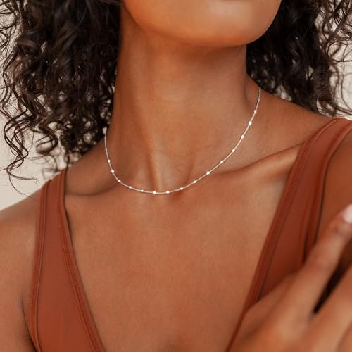 925 Sterling Silver Necklace Silver Chain Necklace for Women Cuban Link Chain 16K Gold Chain Simple Dainty Necklace for Women Waterproof Trendy Jewelry Gift4