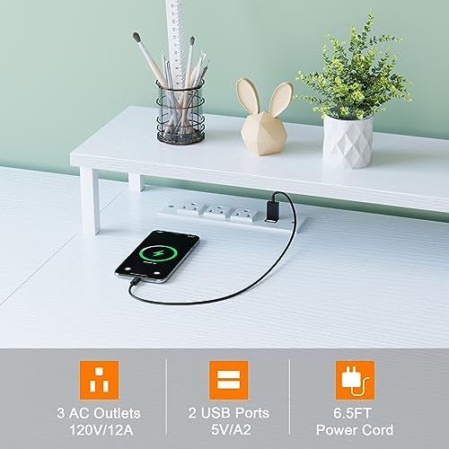 Furologee DESK With Led Light & Power Outlets, Reversible Computer Desk thumb #6