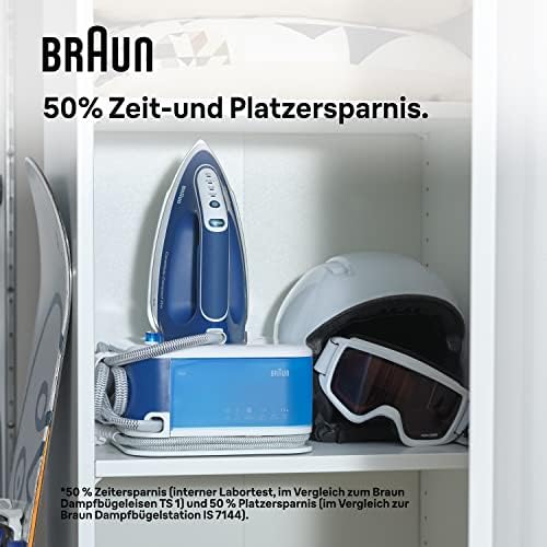 Bild 4 - Braun CareStyle Compact Pro IS 2565 BL Dampfbügelstation - Dampfbügeleisen mit FreeGlide 3D Bügelsohle, Vertikaldampf, 2400 W, Pumpendruck 6,5 bar, Dampfstoß 430 g/min, großer 1,5 l Wassertank, Blau