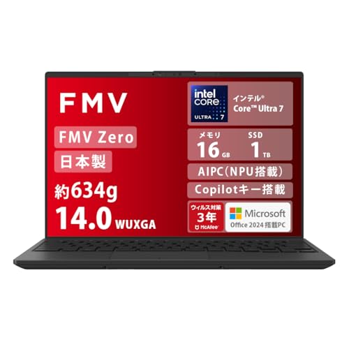 FMV �x�m�� �m�[�g�p�\�R�� ���{�� fmvzero LIFEBOOK WU5/J3 (MS Office 2024/��F�ؑΉ�/Win 11/14.0�^/Core Ultra 7/16GB/SSD 1TB) UH�V���[�Y AZ_WU5J3_Z738