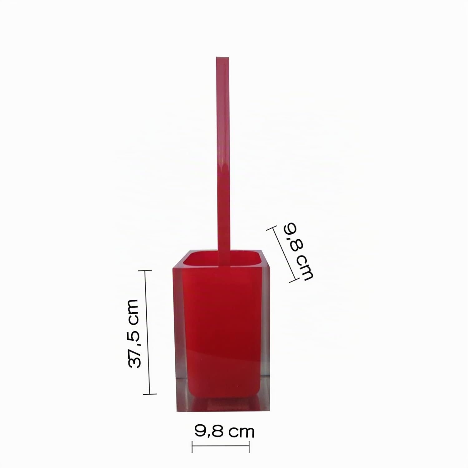 Gedy Rojo, Auckland, Medidas y Peso: 37,5 x 9,8 x 9,8 cm & 0,855 kg, Hecho de Resina Transparente, Escobilla para WC Diseño de I+D, Hecho a Mano, 2 Años de Garantía, Única