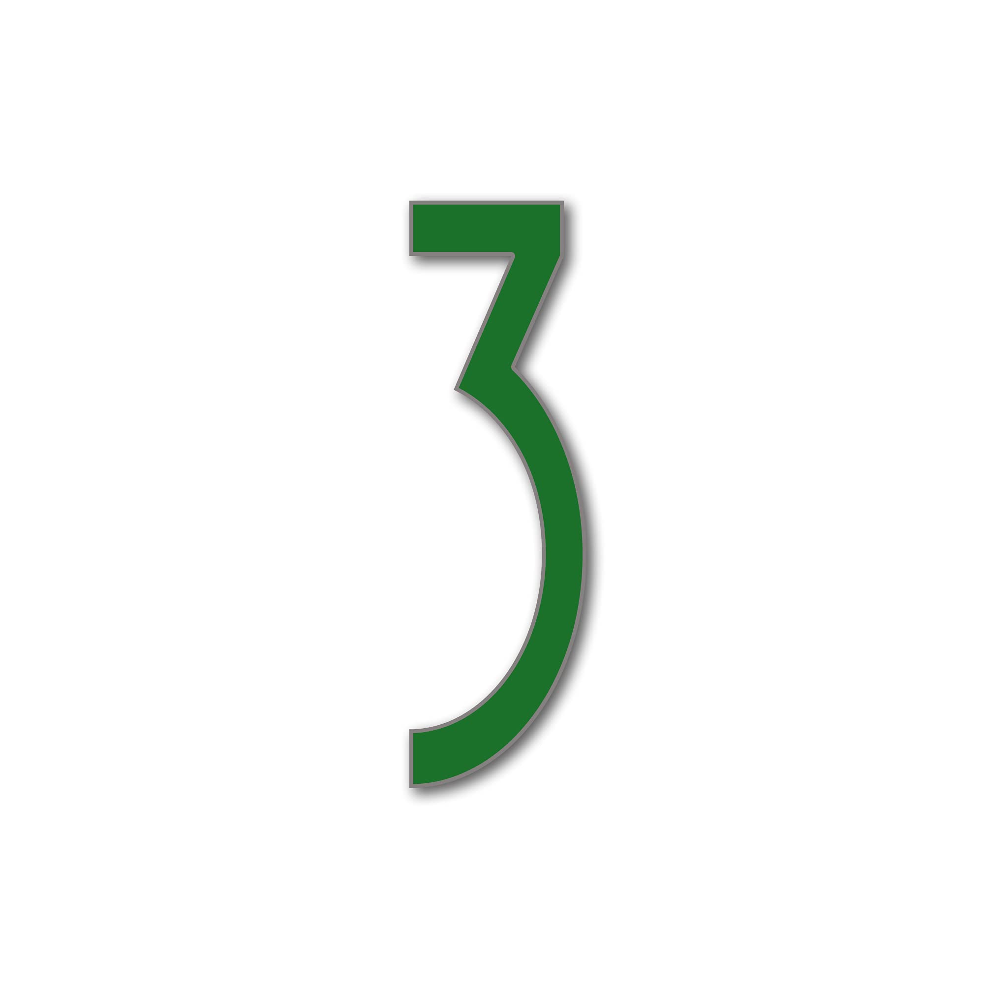 House Number 3 AVENIDA Door Numbers in 3 Sizes (15, 20, 25cm / 5.9, 7.8, 9.8in) Modern Floating House Number Acrylic incl. Fixings, Colour:Dark Green, Size:25cm / 9.8'' / 250mm — image 1