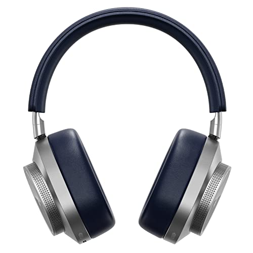 Master & Dynamic Mw75 Active Noise-Cancelling (Anc) Wireless Headphones, Bluetooth Over-Ear Headphones With Mic, Silver Metal/Navy Leather #TOP1