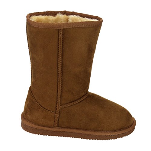 Kids Pull-On Faux Fur Lined Winter Snow Boots,Tan,42