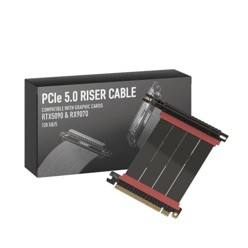 Image of LINKUP PCIE 5.0 Riser Cable | (Open Box) | for Vertical GPU Mount | Right Angle | Graphics Card GPU Ready | Usable with PCIe 4.0 & RX 9070 / RTX5090 | 10cm (Total Length: 14cm)