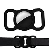 AirTag Hundehalsband Halter Air Tag Tractive GPS Tracker für Hunde Hund GPS Hülle Airtag Anhänger Hund Silikon Anti-Lost Haustier Tracker Halskette Wasserdicht Anhänger und leicht, Schwarz