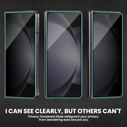 Image of ArmourPro Privacy Tempered Glass for Samsung Galaxy Z Fold 5, Anti Spy Anti Peeping Screen Protector, Edge-to-Edge Full Coverage, 9H Hardness with Cable Protector | Black