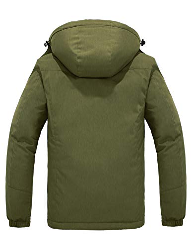 Skieer Men's Waterproof Ski Jacket Hooded Fleece Snowboard Jacket Padded Raincoat(Army Green,Medium) #TOP1