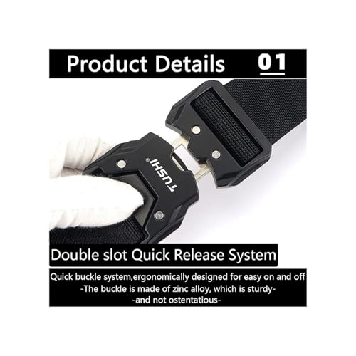 Belt Outdoor Elastic Work Belt Hiking Nylon Male Military Belt Ornament(Elastic-Black)2