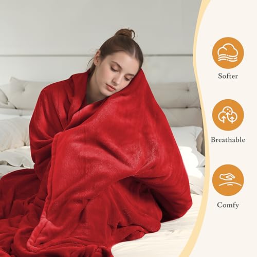 BRILLIO Electric Heated Blanket 72"×84" Full Size, Snuggly Microplush for Bed, Office, Study - 4 Heat Settings & 10H Auto-Off for Safe Overnight Use, Fast Heating, Housewarming Gifts- Red - image 2