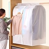 SubClap Garment Cover Hanging Clothes Bag Organizer 47 inch, Translucent Dustproof Waterproof Garment Bags for Storage Suit Shirt Dress Coat Jackets with Full Zipper & Magic Tape, 2 Pack
