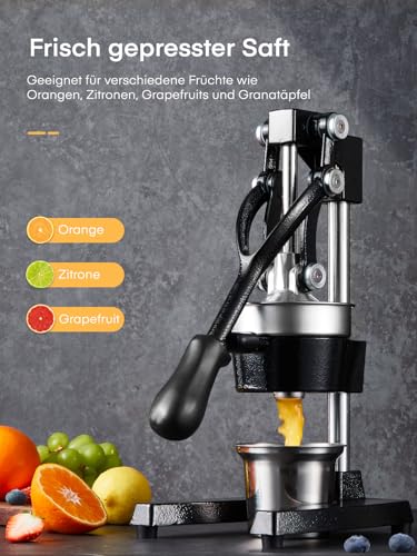 FOHERE Saftpresse Manuell Gusseisen, Citrus Juicer mit 400ml Becher – Ansicht 2