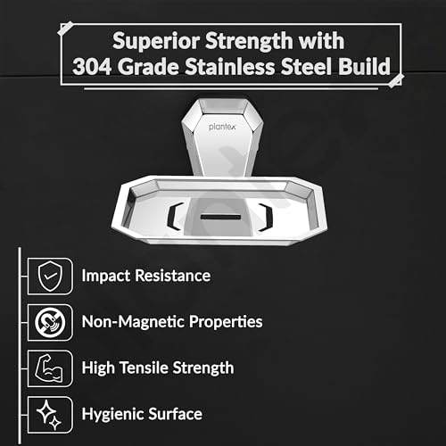 Image of Plantex Soap Holder for Bathroom /304 Grade Stainless Steel Soap Case /Single Soap Dish /Soap Stand /Bathroom Accessories - Pack of 1 (PM-2403, Chrome)