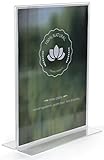 Sign Frame 8-1/2”w x 11”h x 3”d Clear Acrylic Dual Sided Photo Holder Accommodates 8-1/2”w x 11”h Images – Sold in Case Packs of 4 Units – Tabletop Picture Display Loads Graphics from The Bottom