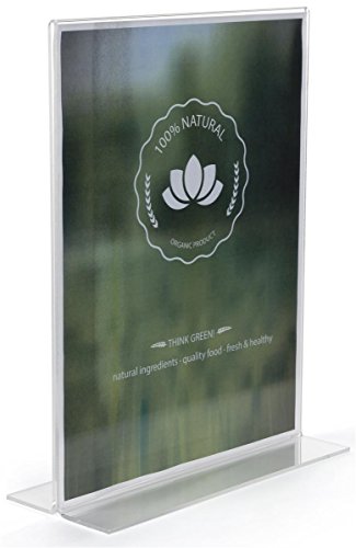 Sign Frame 8-1/2”w x 11”h x 3”d Clear Acrylic Dual Sided Photo Holder Accommodates 8-1/2”w x 11”h Images – Sold in Case Packs of 4 Units – Tabletop Picture Display Loads Graphics from The Bottom