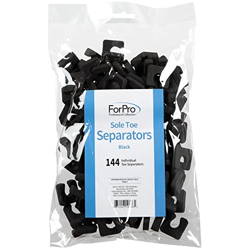 Forpro Sole Toe Separators - Black Luxurious Foam Separators - Individual Toe Separators For Pedicures – 144-Count #TOP1