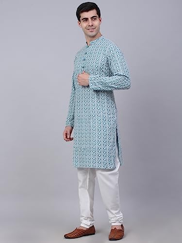 Image of Jompers Men's Embroidered Pure Cotton Kurta Pyjama Set.