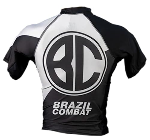 Brazil Combat BJJ Rashguard - Men’s BJJ, No GI Short Sleeve - Greater Skin Protection - Reinforced Seams Performance - Athletic Workout Shirt - (S, Blue)3