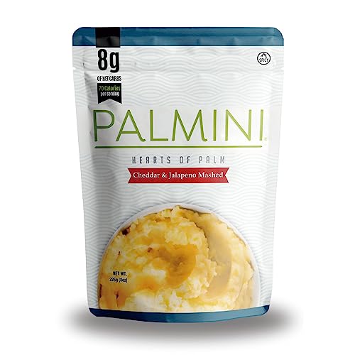 Palmini Low Carb Cheddar & Jalapeno Mashed | 8g of Net Carbs | 70 Calories Per Serving | Ready-to-Eat | (226g Pouch (Pack of 6))