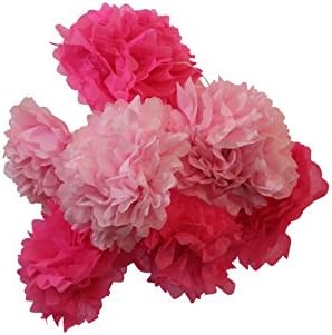 Mibur Tissue Paper Pom Poms (8 Pack) Paper Pom Poms Party Decorations & Wedding Paper Balls (8", Pink)