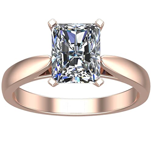 Houston Diamond District Radiant-cut Moissanite Solitaire Engagement Ring 1 1/5 CTW 14k White Gold
