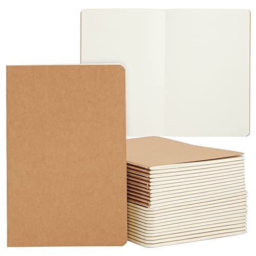 24 Pack A5 Kraft Paper Notebook Bulk, Blank Journals for Craft, Sketchbook, Kids, Travelers, Writing, 60 Pages, 30 Sheets (5.5 x 8.3 In)