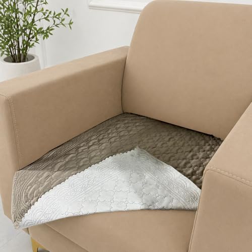 Image of Homerz Premium Petal Charm Sofa Cover | Embossed Floral Pattern | Soft Touch, Anti-Dust & Easy Wash Fabric Cloth, Washable and Durable (Beige, 1 Seater, Only Seat Cover)