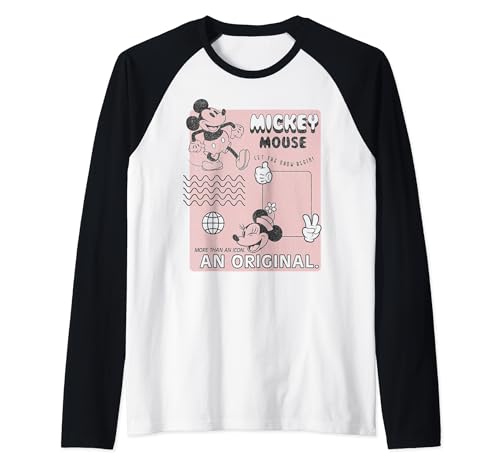 Mickey Mouse T-shirt Raglan Disney avec imprimé affiche originale style baseball rétro pour homme