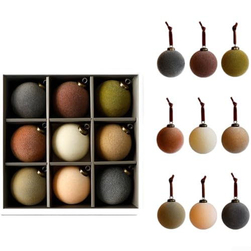 Weihnachtskugel-Set, Samt, Plüsch, 8 cm Durchmesser, europäisches...