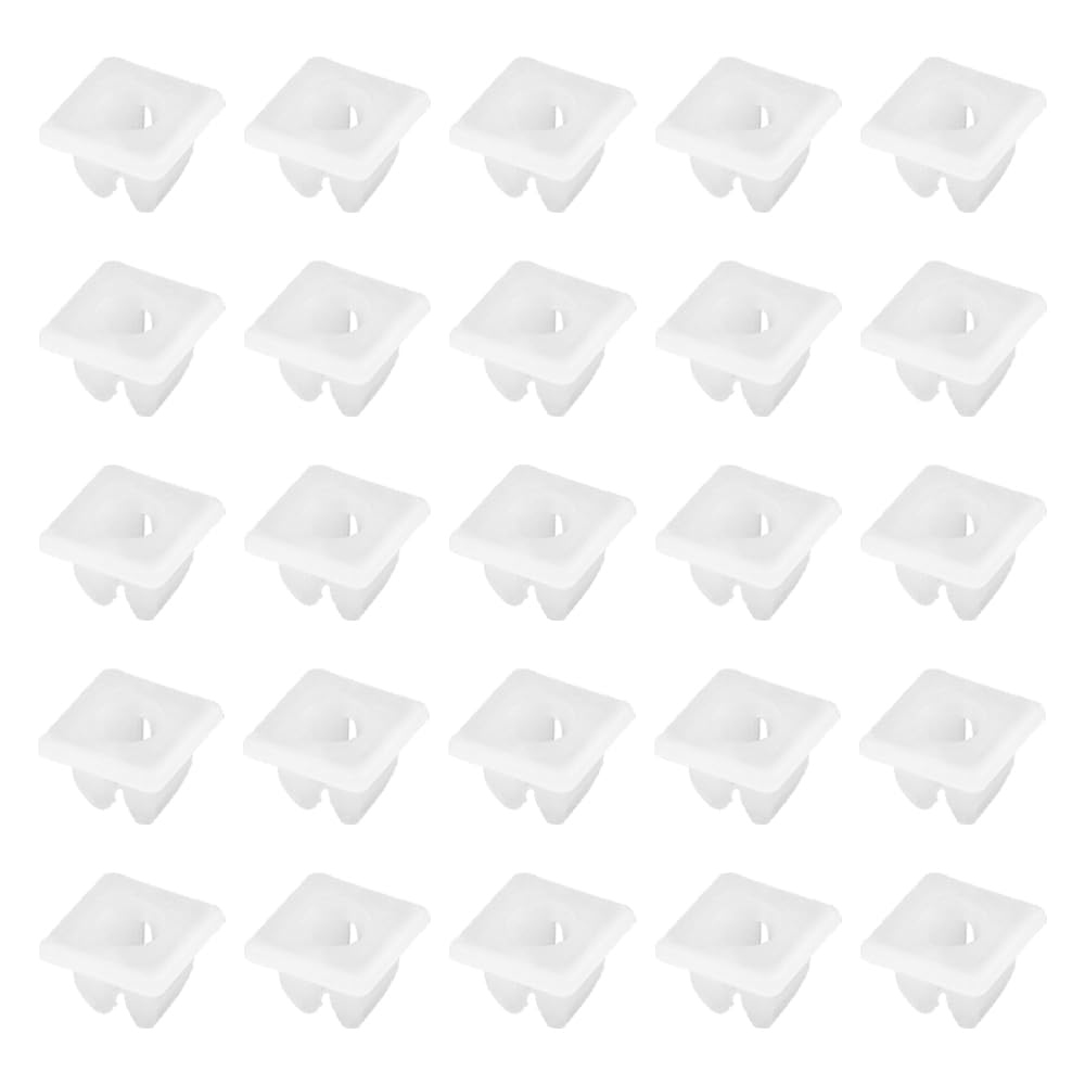 50 Pcs Car Screw Grommets Plastic Insert Expanding Nuts White 6×6.8mm Square Hole Mounting Clip Retainers for Automotive Replacement Parts Protect Cables