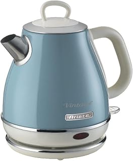 Ariete 2868 LB Vintage Cone Style Small 1 Litre Electric Kettle Unique Retro - 360 ° cordless base and Auto shuts off, 20 cm x 21 cm x 15.50 cm (Light Blue)