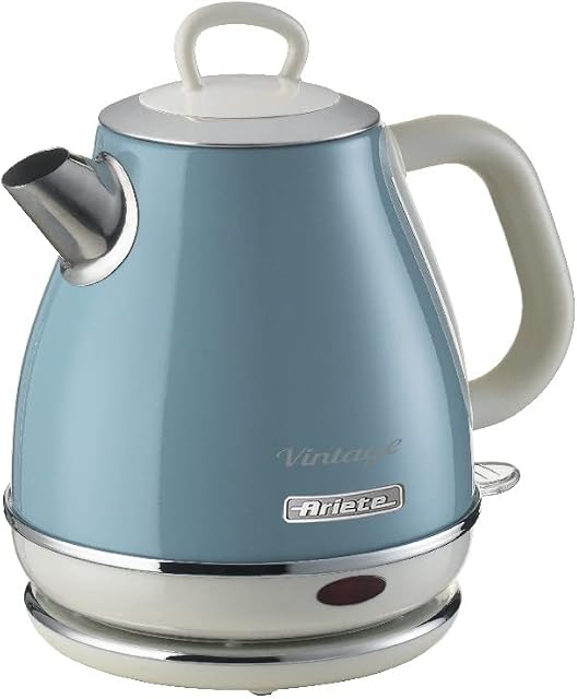 Ariete 2868 LB Vintage Cone Style Small 1 Litre Electric Kettle Unique Retro - 360 ° cordless base and Auto shuts off, 20 cm x 21 cm x 15.50 cm (Light Blue)