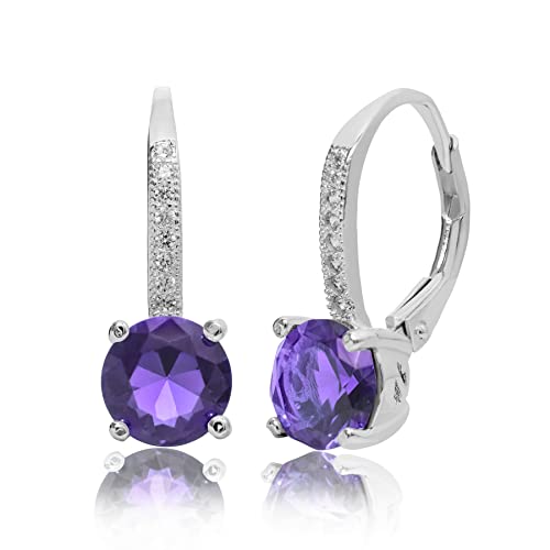 Lesa Michele Rhodium Plated 925 Sterling Silver Purple Simulated Amethyst