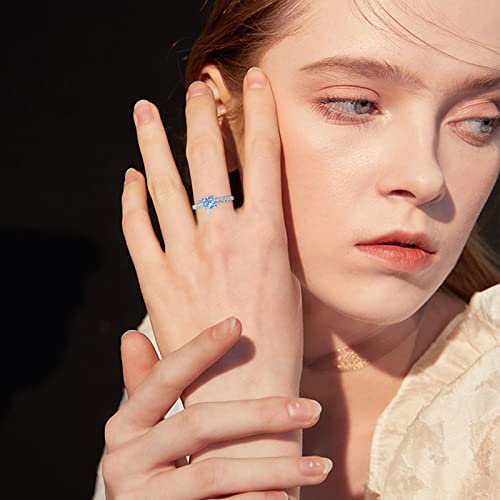 Women Inlaid Zircon Engagement Ring Simulated Diamond Proposal Ring Wedding Band for Bride Exquisite Jewelry (Silver, 9)3