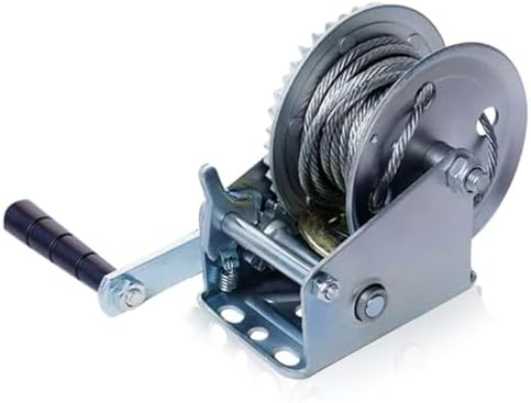 Heavy-Duty Portable Steel Cable Winch 2-Way Ratchet Hand Crank 453 kg Capacity 15 m Length Ideal for Boat Trailers Loading & Recovery - Durable Hand Winch.