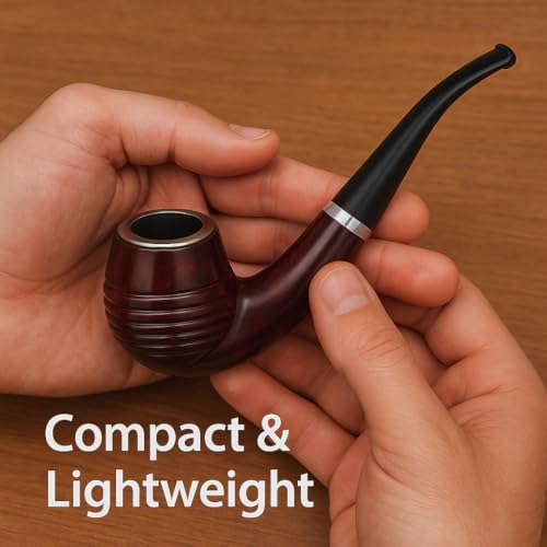 Premium Tobacco Pipe – Dual Use Bent Smoking Pipe with Metal Bowl & Red Marble Finish – Resin Pipe for Cigarettes or Loose Tobacco – Portable, Durable & Heat Resistant Design - Thumbnail 5