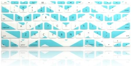 TOP CASE White Chevron Series Zig-Zag Silicone Keyboard Cover Skin Compatible with MacBook Air 11" + TOP CASE Mouse Pad (MacBook Air 11", Hot Blue and White)