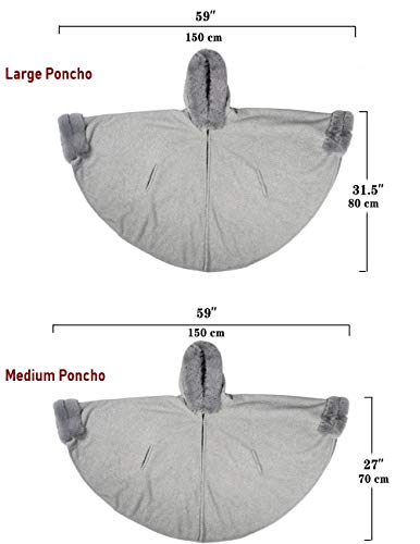 Dahlia Women's Winter Poncho Cape with Faux Fur Trim & Fleece Lined4