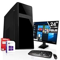 Office Komplett PC Set|AMD Athlon 3000G |Marken Board|24 Zoll Monitor|Radeon RX Vega3 3-Core Grafikchip|120GB SSD + 1000GB HDD|CD/DVD Laufwerk|Windows 10 Pro|WLAN|3 Jahre Garantie