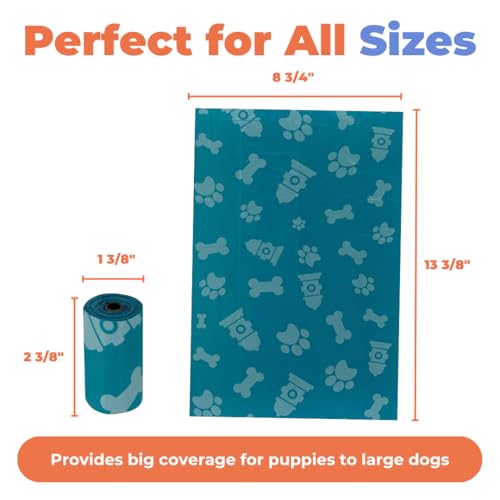 Image of Best Pet Supplies Dog Poop Bags for Waste Refuse Cleanup, Doggy Roll Replacements for Outdoor Puppy Walking and Travel, Leak Proof and Tear Resistant, Thick Plastic - Turquoise, 240 Bags