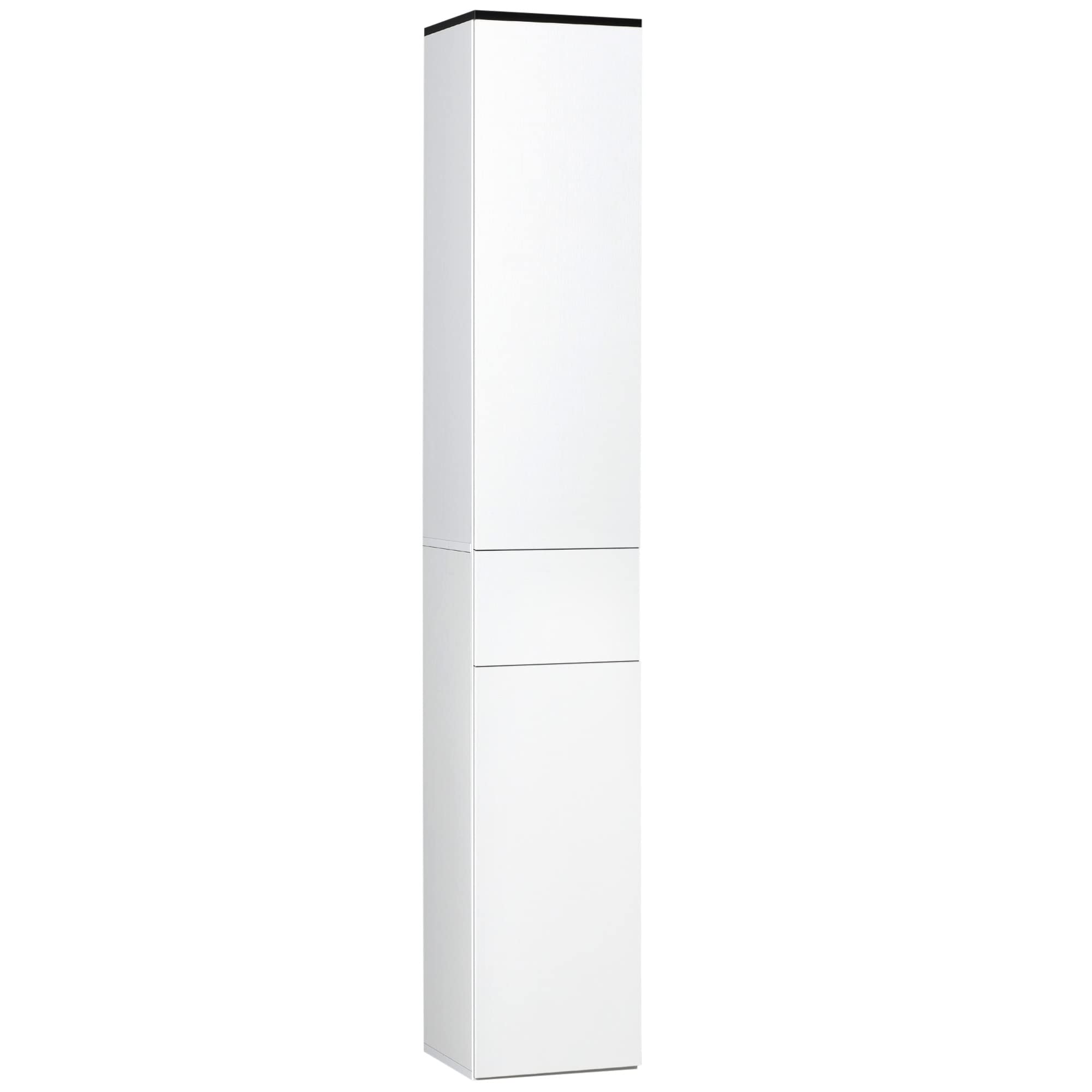 kleankin Colonna Bagno con 2 Armadietti e Cassetto, Mobile Bagno Alto, Mobiletto Bagno Salvaspazio con 2 Ante, Ripiani Regolabili in Legno, 30x28x180 cm, Bianco