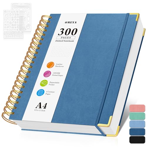 Bullet Dotted Journal Spiral Notebook, 300 Pages Leather...