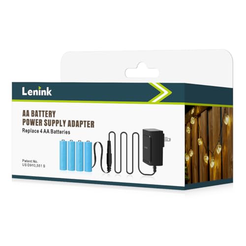 Lenink AC Power Supply Adapter for 4 AA Batteries, AA Battery Replacement Adapter for LED Light, LED Decorations (Black)