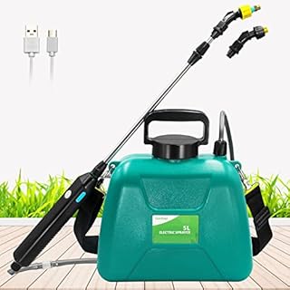 SideKing 1.35 Gallon/5L Battery Powered Sprayer, Electric Sprayer with USB Rechargeable Handle, Potable Garden Sprayer with Telescopic Wand, 2 Mist Nozzles and Adjustable Shoulder Strap