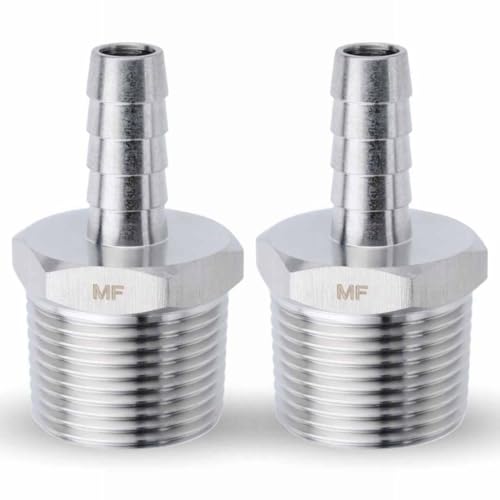 MAACFLOW MAACFLOW Stainless Steel 3/4" Male NPT to 3/8" Hose ID Barb Barbed Hose Fitting Adaptor Connector (Pack of 2)