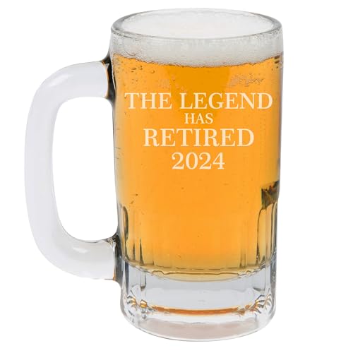 12oz Beer Mug Stein Glass The Legend Has Retired 2024 Retirement Gift