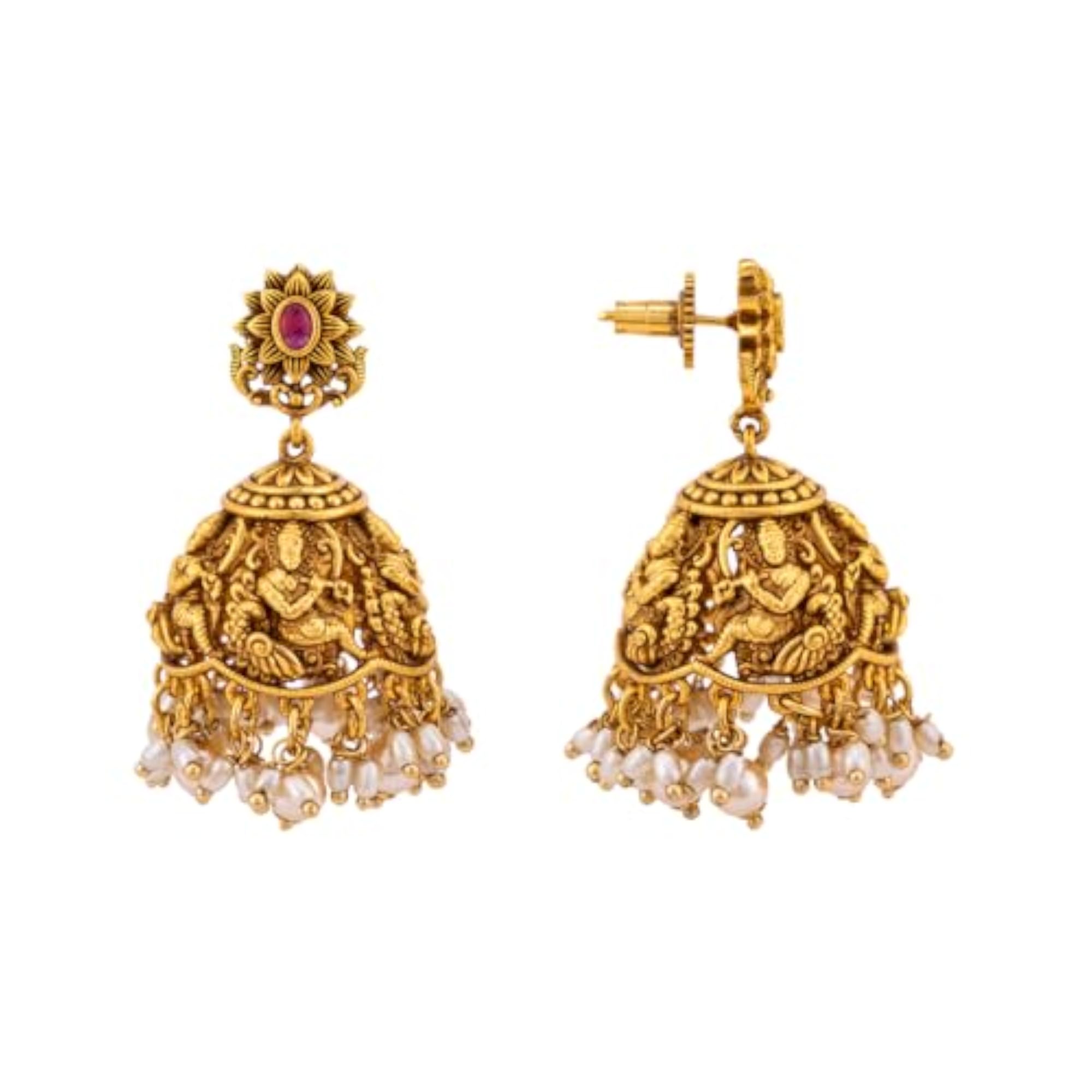 KUSHAL'S Ruby Gold Polished Copper Antique Necklace
