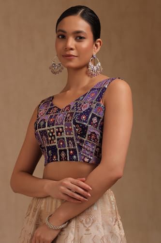 Image of Soch Womens Georgette Floral Print Padded Blouse with Zari